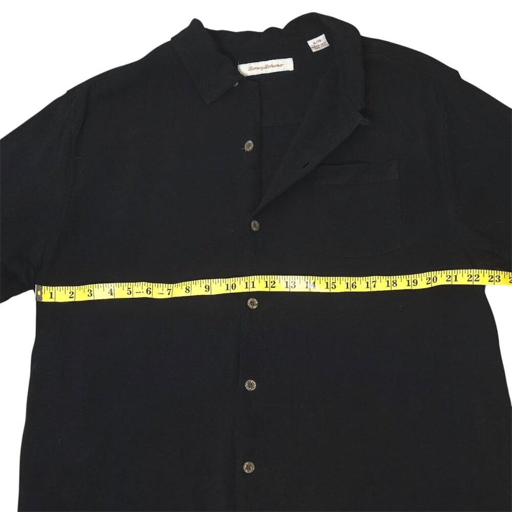 Tommy Bahama Silk Camp Shirt XL Black Basket Weave Y2K Button Front - Picture 6 of 9